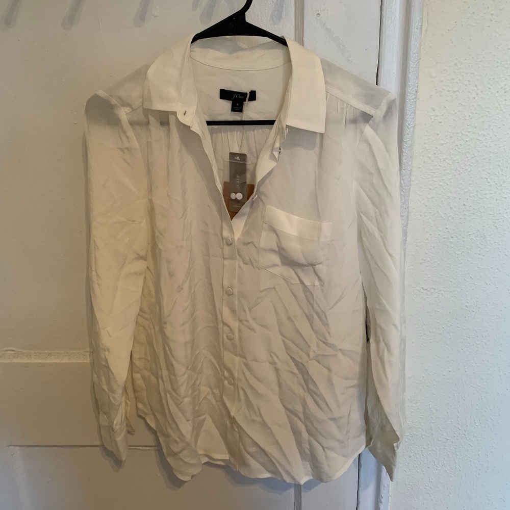 J.Crew White Silk Blouse
